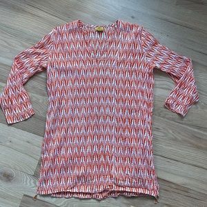 Roberta Roller Rabbit Orange and white tunic women's size Small